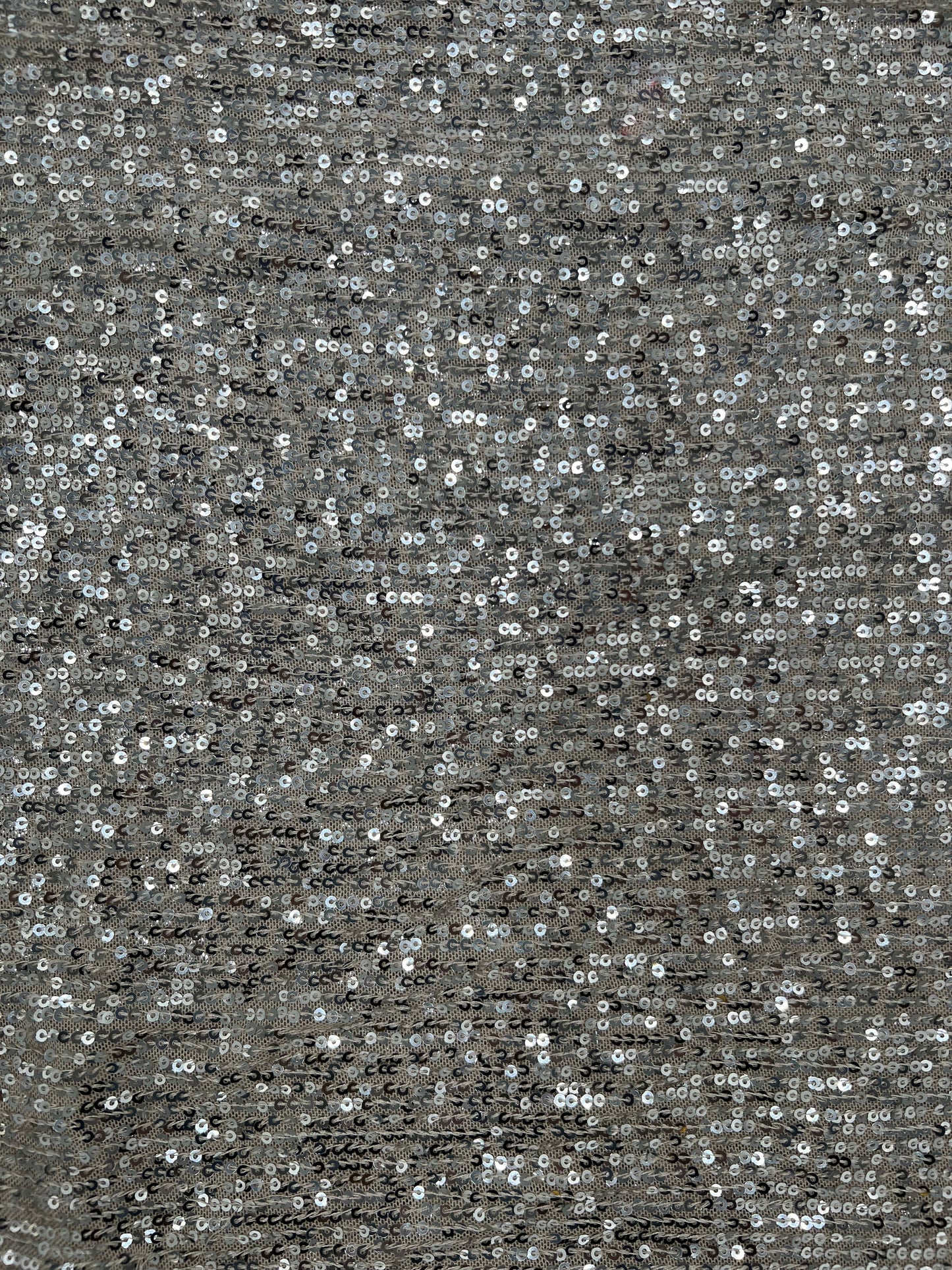 Cream mesh silver sequin