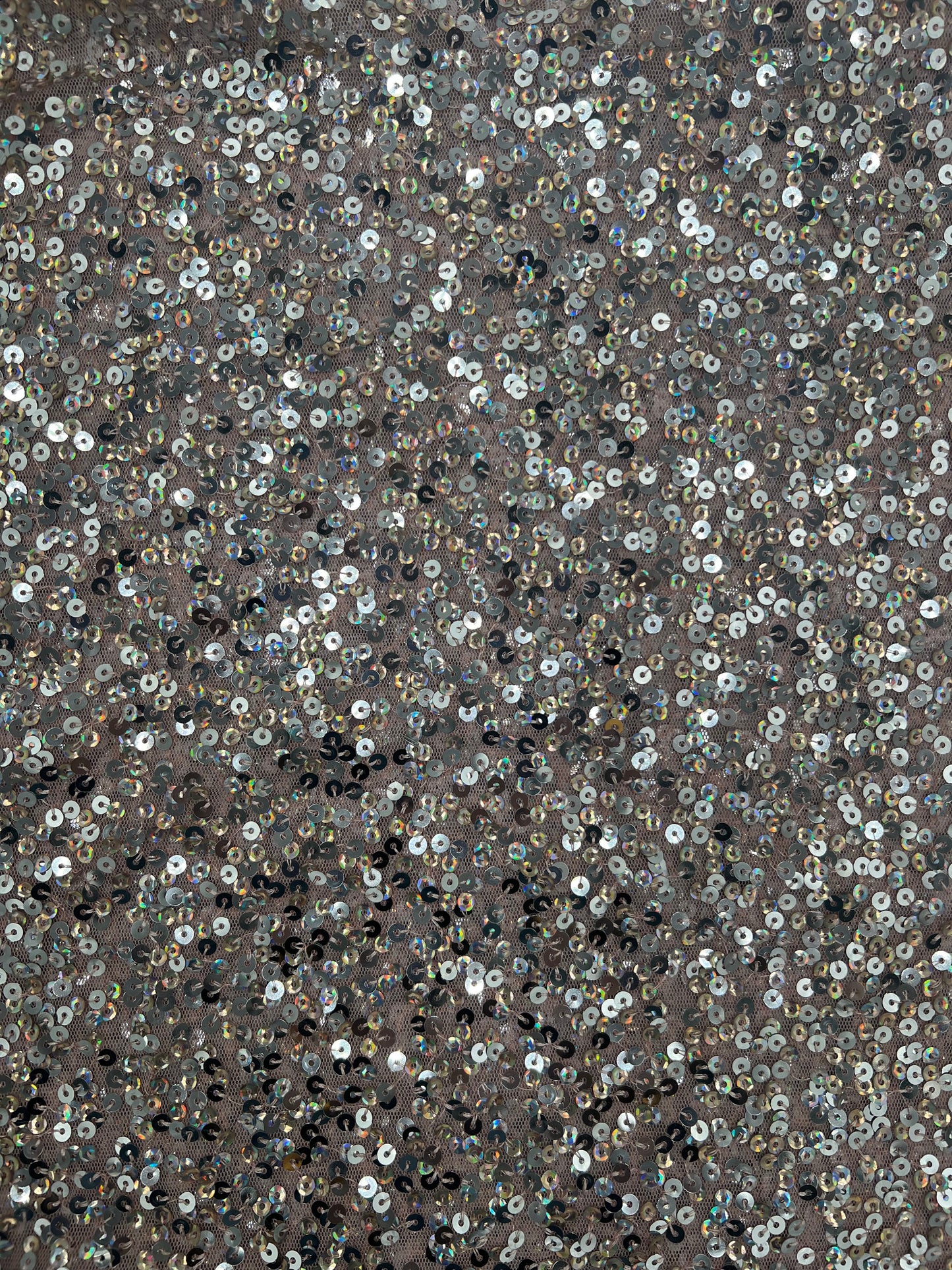pink mesh rainbow silver sequin