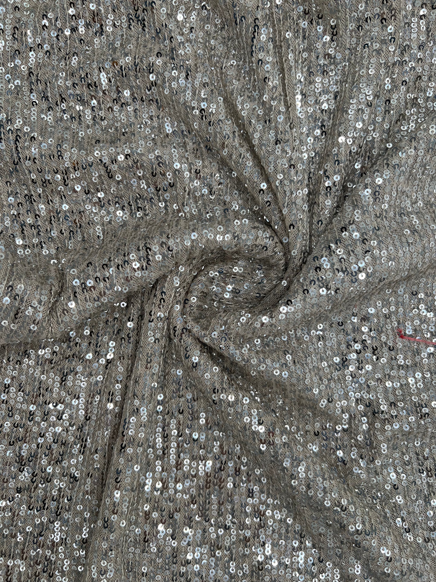Cream mesh silver sequin