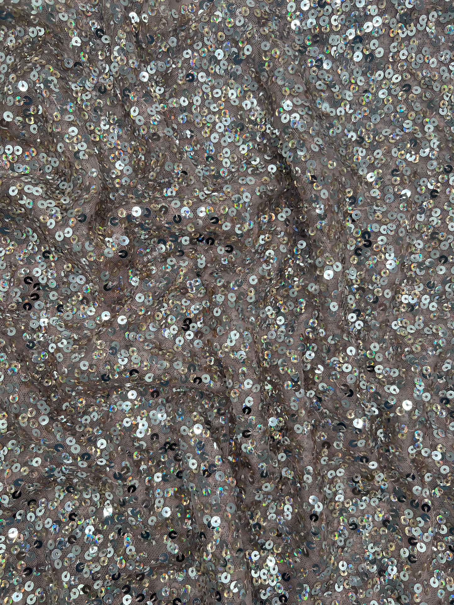 pink mesh rainbow silver sequin