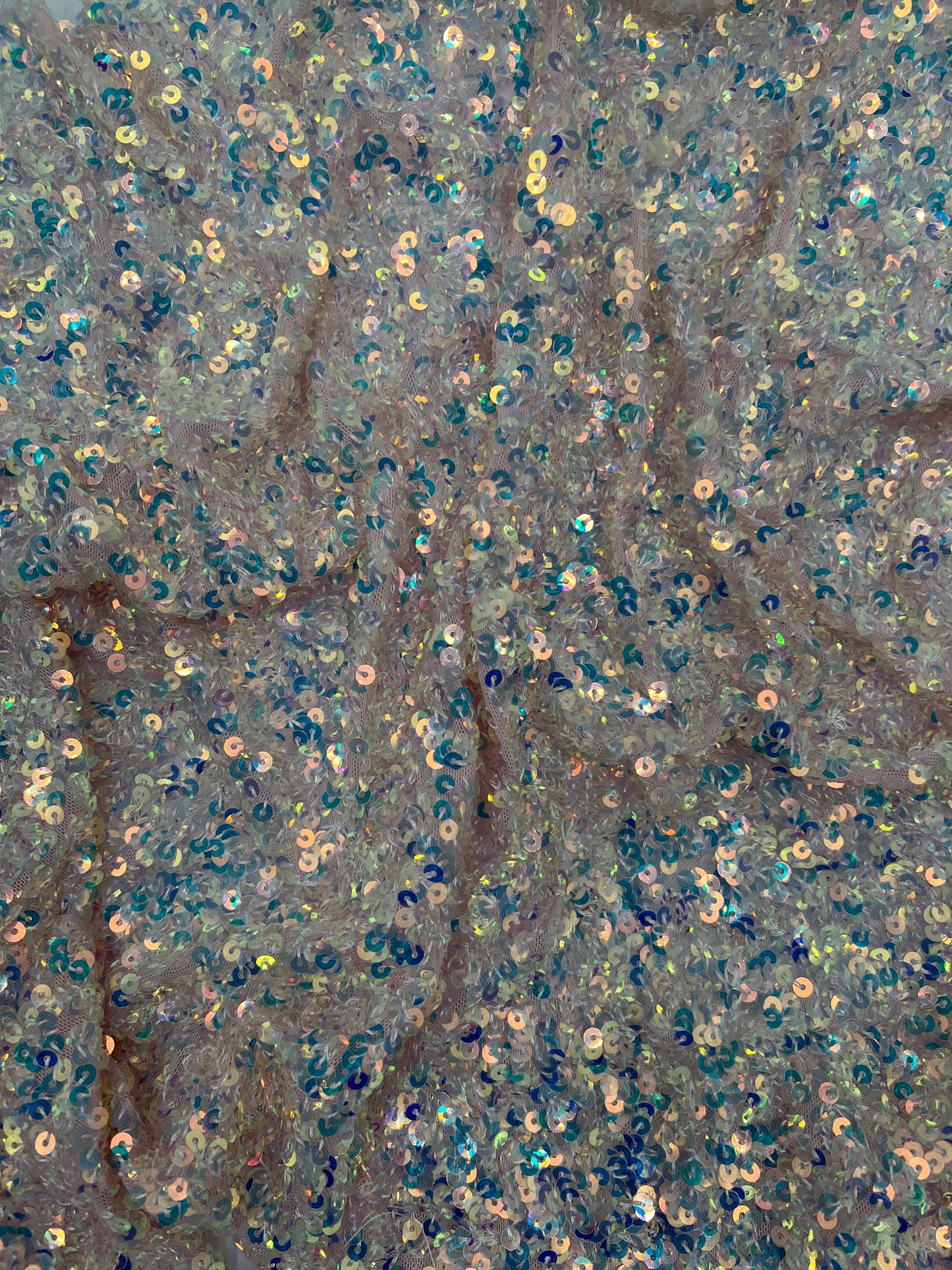 53xcm x 80 cm Rainbow sequin embroidery on nylon mesh