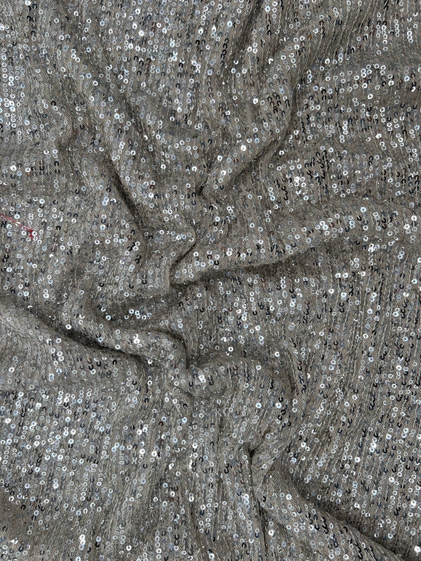 Cream mesh silver sequin